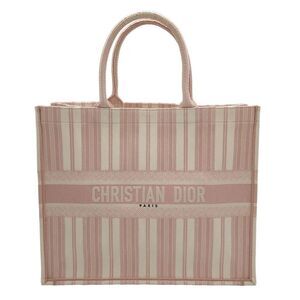 Christian Dior Book Tote Handbag Tote Bag Canvas Pink Striped Bag Shoulder Bag